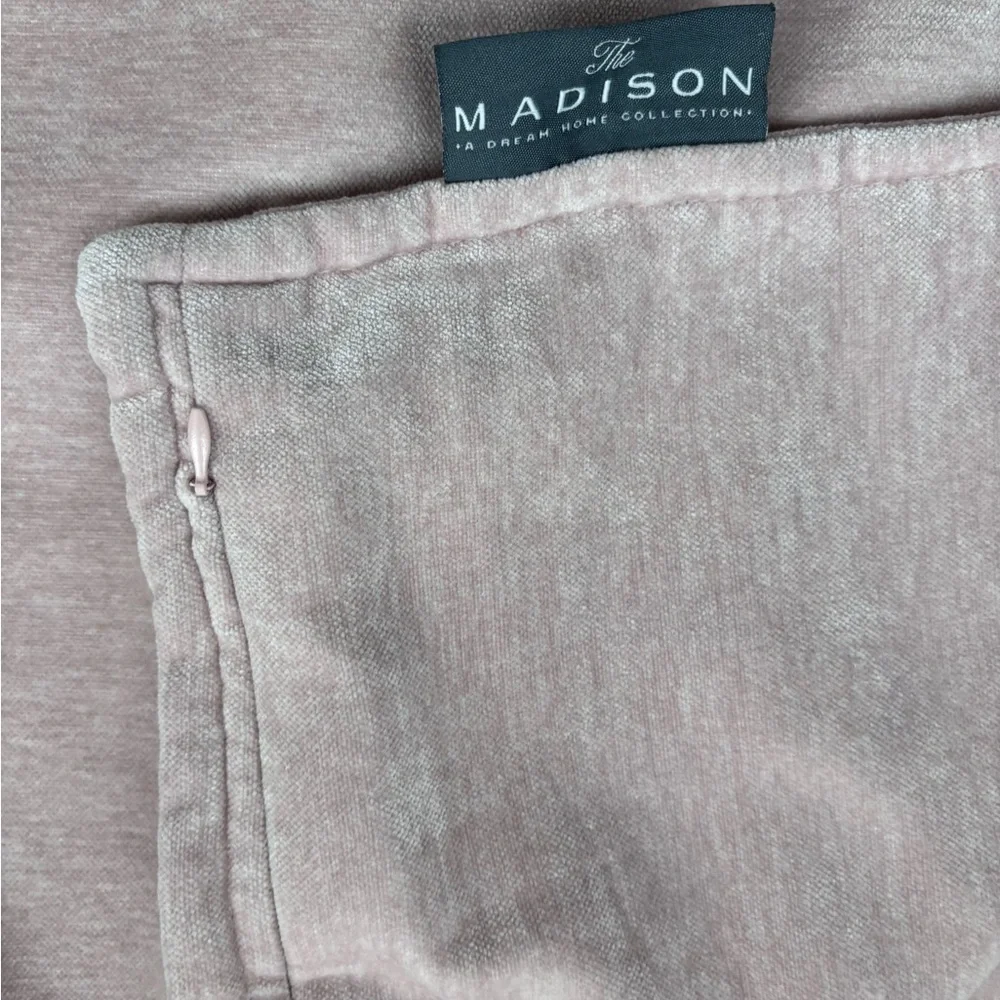 Madison Maya Mauve Pink Velvet Throw Pillow Sham Cover Set 20” Square